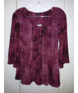 SAMI &amp; JO LADIES 3/4-SLEEVE PULLOVER STRETCH TOP-PS-BARELY WORN-SEQUINS-... - $12.90 CAD