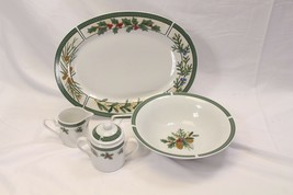 Fairfield Wintergreen Platter Serv Bowl Cream Sugar Bowl Christmas Lot o... - $718.27 MXN