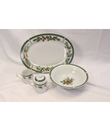 Fairfield Wintergreen Platter Serv Bowl Cream Sugar Bowl Christmas Lot o... - $38.21