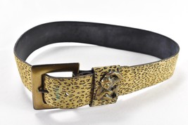 Vintage Leopard Print Belt Nan Lewis Monkey Brass Buckle S/M Cheetah FunkyUnique - £23.25 GBP