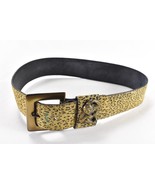 Vintage Leopard Print Belt Nan Lewis Monkey Brass Buckle S/M Cheetah Fun... - $40.60 CAD