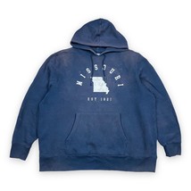 State of Mine Missouri Fleece Hoodie sweatshirt Heavily Faded Blue Thras... - $14.84