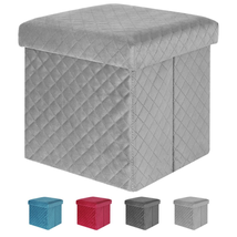 Velvet Tufted Folding Ottoman Cube - 11.8&quot; Storage Footrest for Home Stool Seat - £27.22 GBP+