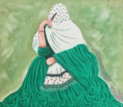 Rare Original &amp; Signed Mokhtar Ghailan Morocco Muslim Arabic Woman Painting - £1,817.01 GBP