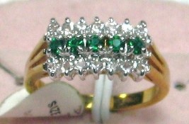 VINTAGE14K Gp.Emerald Ruby Red Crystal Ring Sz 5-7-8-9 - £13.07 GBP