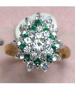 VINTAGE 14K GP.  sapphire emerald CRYSTAL RING sz 7-8 - £13.38 GBP