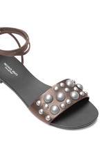 $375 MICHAEL KORS Women&#39;s Studded Leather Flat Sandals US 7.5 - £89.07 GBP