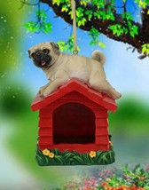 Ebros Whimsical Teacup Pug On Kennel Or Birdhouse Bird Feeder Hanging Figurine - £26.45 GBP