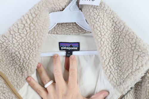 Patagonia Womens Medium Distressed Deep Pile Fleece Divided Sky Jacket Beige Item image 7