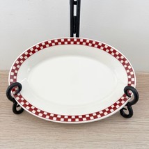 Homer Laughlin China Checkers Red Maroon Oval Bread &amp; Butter Plate - £15.63 GBP