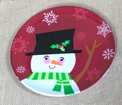 Happy Snowman Christmas Melamine Plate Holiday Winter Festive - $3.76