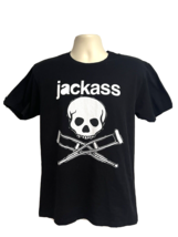 MTV Music Television Jackass Movie Black Graphic T-Shirt Large Skull Stretch - £15.78 GBP