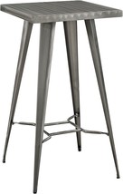 Modway Direct Rustic Modern Farmhouse Steel Metal Square Bar Table In Gunmetal - £143.85 GBP