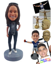 Personalized Bobblehead Casual chick posing sexy with one hand on the hip wearin - £71.55 GBP