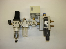 SMC Air Regulator, Lubricator, Pressure Switch &amp; Solenoid - $157.00