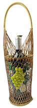 VTG Wine Bottle Basket Multi Functional Wicker Fruit Vine Emblem Decor Italian - £8.35 GBP