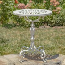 Zaer Ltd. Large Round Metal Garden Table Paris 1968&quot; (Antique White) - £112.94 GBP