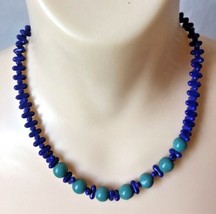 Vintage Blue And Teal Bead Necklace from Estate - £19.71 GBP