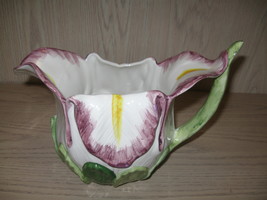 Pitcher Vegetable Design White Green Purple Yellow Color Made In Italy - $12.95