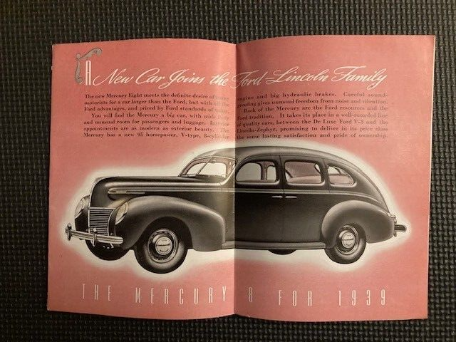 Primary image for 1939 Ford Lincoln Mercury Brochure Folder Original Automobile Collectible