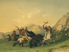 George Catlin Attacking the Grizzly Bear as Giclee Art Print + Ships Free - £30.66 GBP+