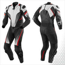 Men&#39;s BLACK/WHITE Motorcycle Motorbike Cowhide Leather Racing Ce Approved Sui - £231.73 GBP