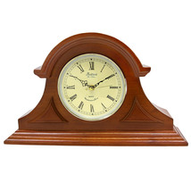 Bedford Clock Collection Mahogany Cherry Mantel Clock with Chimes - £99.43 GBP