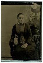 CIRCA 1860&#39;S 1/6 Plate Hand Tinted TINTYPE Beautiful Woman in Victorian Dress - £13.12 GBP