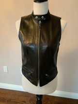 Nwot Donna Karan Black Label Leather Black Moto Vest Sz S - £144.30 GBP