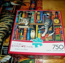 Jigsaw Puzzle 750 Pcs Charles Wysocki Striped Cat Sleeping On Bookshelf Complete - £11.07 GBP