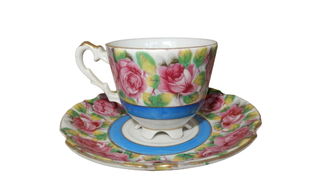 Vintage Shafford China floral pattern demi-tasse teacup &amp; saucer set - $14.99