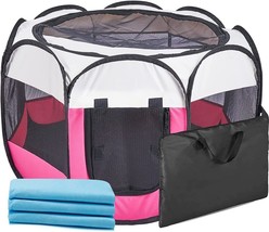 Portable Foldable Pet Puppy Playpen Free Carrying Case and Pet Pee Pads (Size:S) - £19.32 GBP