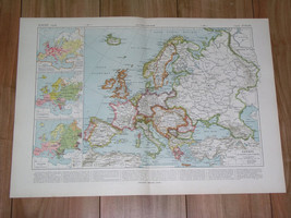 1925 Vintage Historical Map Of Europe In 1912 / South America Africa Colonies - £17.74 GBP