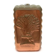 Vintage Genin Trudeau Rectangular Copper Tin Mold Wheat Motif Scalloped Hanging - $24.72