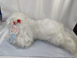 Walmart White Dog Plush Pillow 20 Inch Red Bows Vintage Stuffed Animal Toy - £47.90 GBP