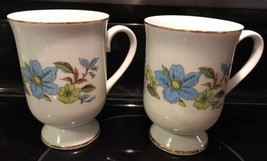 Blue Garden Blue Floral Daisies?  Royal Domino Collection Pedestal Cup M... - $10.57