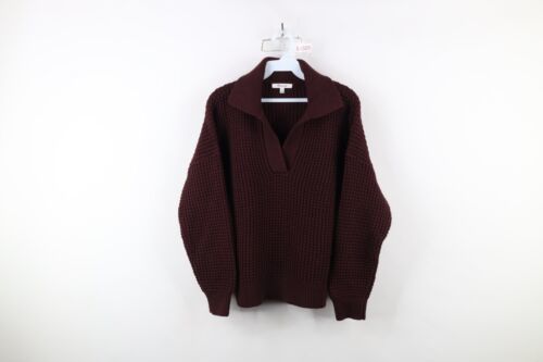 Madewell Womens Medium Blank Textured Thermal Merino Wool Knit Collared ... - $59.35