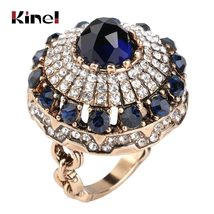 Hot Luxury Big Natural Stone Ring Vintage Crystal Antique Rings For Women Gold C - £6.99 GBP