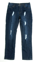 Boohoo Man Dark Blue Stretch Jeans w/ Rips W32 - £9.35 GBP