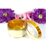 Pair of ACRYLIC BANGLE BRACELETS SET Large Chunky Goldtone Reverse Paint... - $17.81