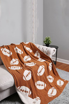 Chestnut Rugby Football Pattern Color Block Fleece Blanket 127*152cm - $46.00