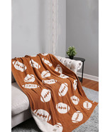 Chestnut Rugby Football Pattern Color Block Fleece Blanket 127*152cm - $63.70 CAD