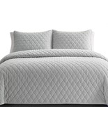 Vera Wang Diamond Velvet Reversible 3 Piece Quilt Set, Queen - Silver RE... - $118.31