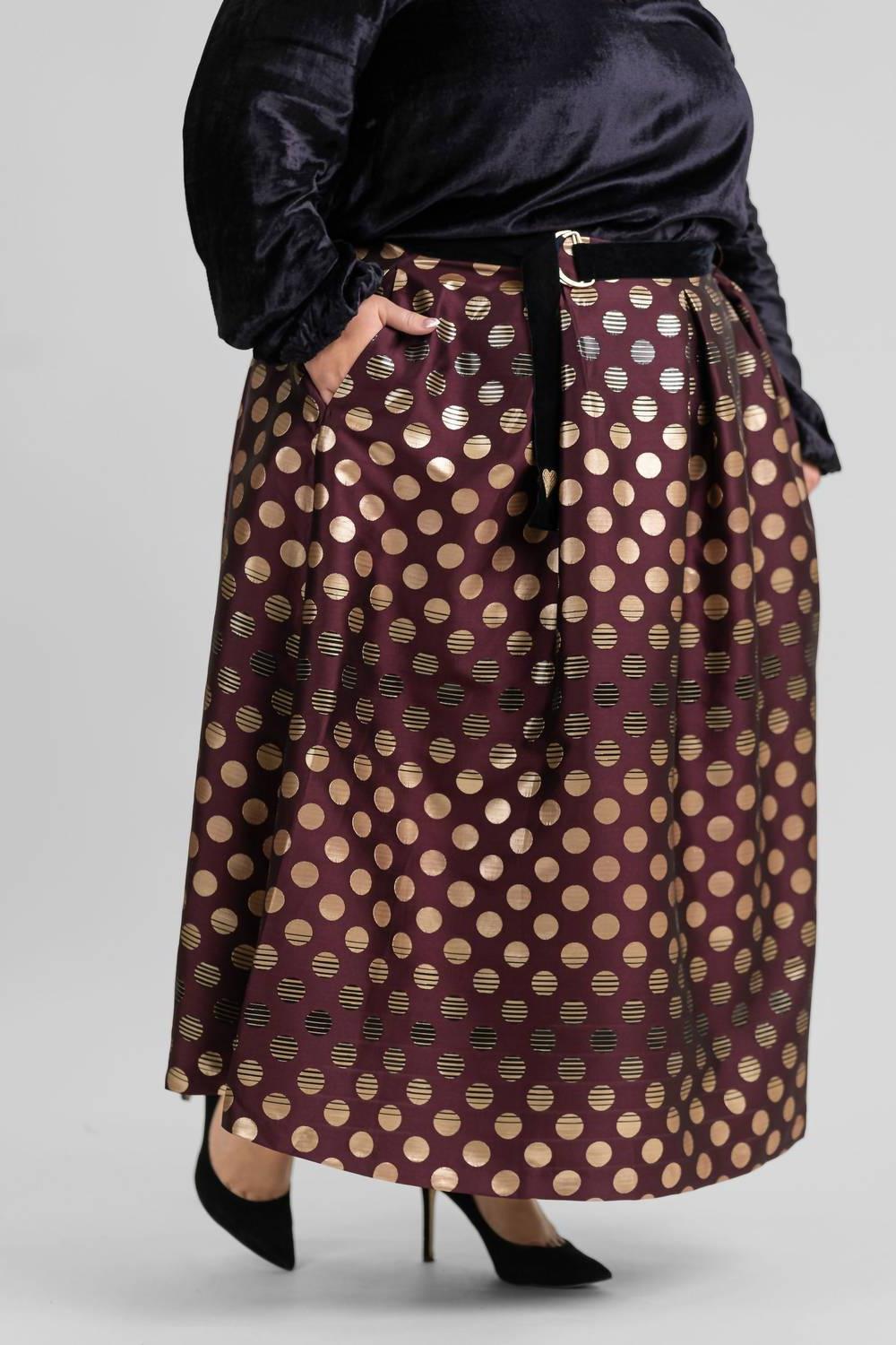 Emily Lovelock Zelda Maxi Skirt - Plus Burgundy - $257.00