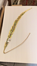 Mardi Gras Gold Flourish Feather with PGG Simulated Stones, Floral Decor... - $2.00