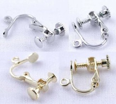 4 Pairs Clip On Screw Back Earring Findings Silvertone/Goldtone without ... - £5.49 GBP