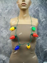 One Light Up Christmas Bulb Necklace Blinking Flashing Elf Party Strange... - $7.87
