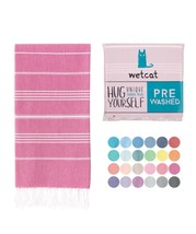 WETCAT Turkish Beach Towel Oversized 100% Turkish Cotton Pink/White Stri... - $27.44