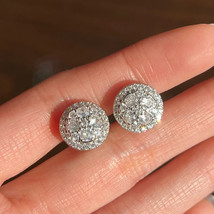 2.50Ct Round Lab-Created VVS1/D Diamond Holo Stud Earrings 14K White Gold Plated - £95.60 GBP