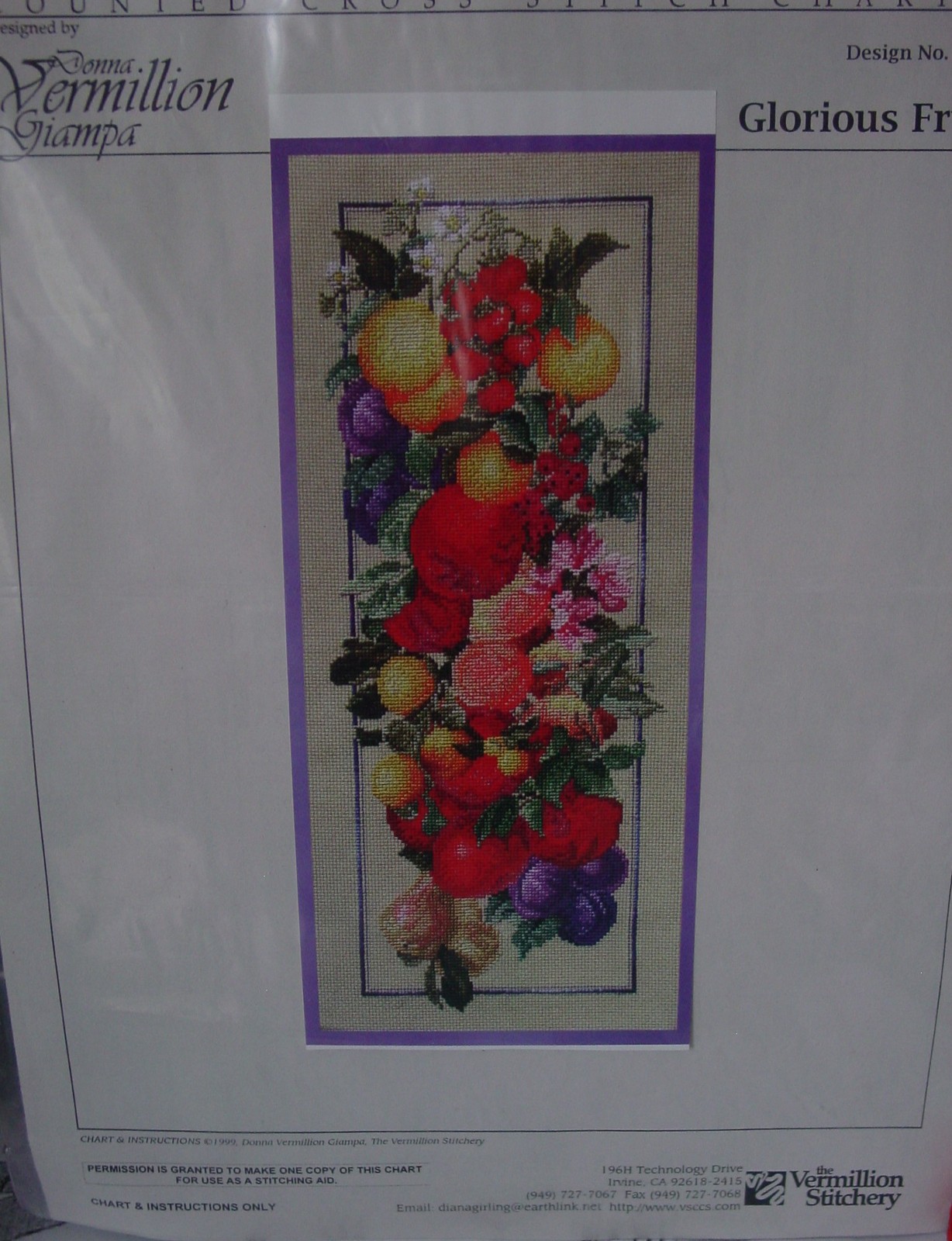 Counted Cross Stitch Chart (ONLY) "Glorious Fruit" with Instructions  - $2.99
